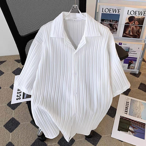 Guinea Pig Texture Collared Shirt Men's Summer New Versatile Casual T-Shirt Half Sleeve Loose Advanced Outerwear