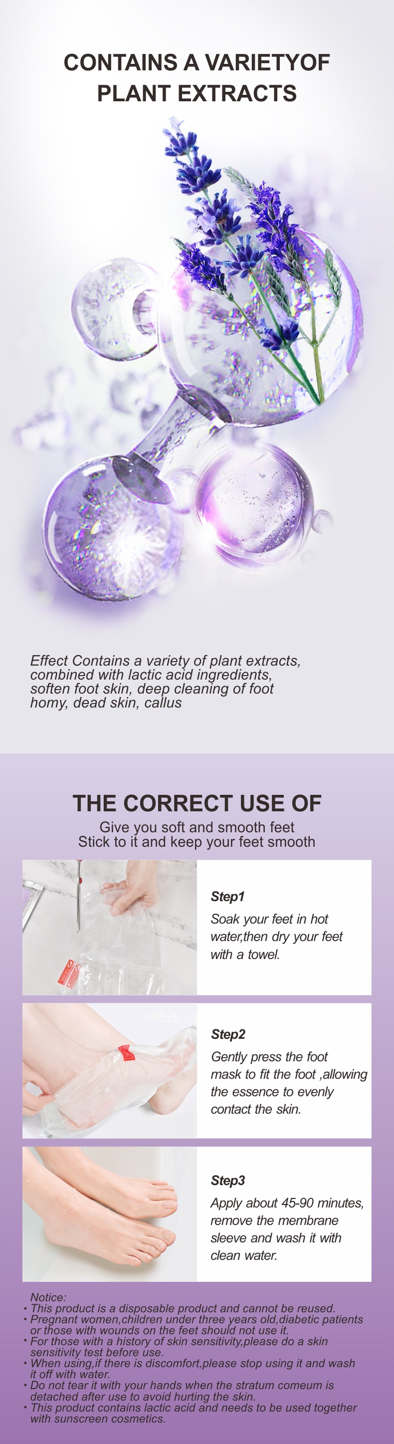 Portsley foot mask薰衣草去角质足膜 详情0