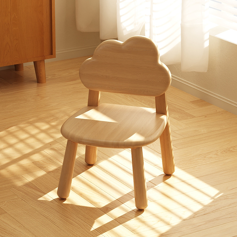 Solid Wood Small Chair for Home Use in the Living Room, Children's Low Stool with Backrest, Wooden Round Bench for Adults to Change Shoes at the Door, Small Rω