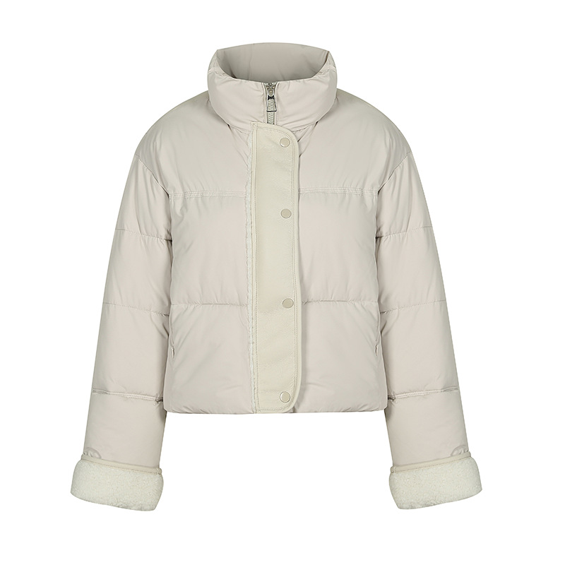 Algodón y camisa para mujeres 2024 nuevo cuello de algodón suelto chaqueta de cordero coreano empalmado chaqueta de invierno chaqueta de mujer image 5