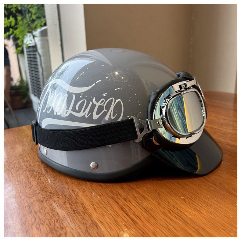 Helmet Retro Electric Motorcycle 3C Certified Four-Season Electric Vehicle Safety Helmet Summer Men's and Women's Half Helmet Motorcycle Trendy Brand