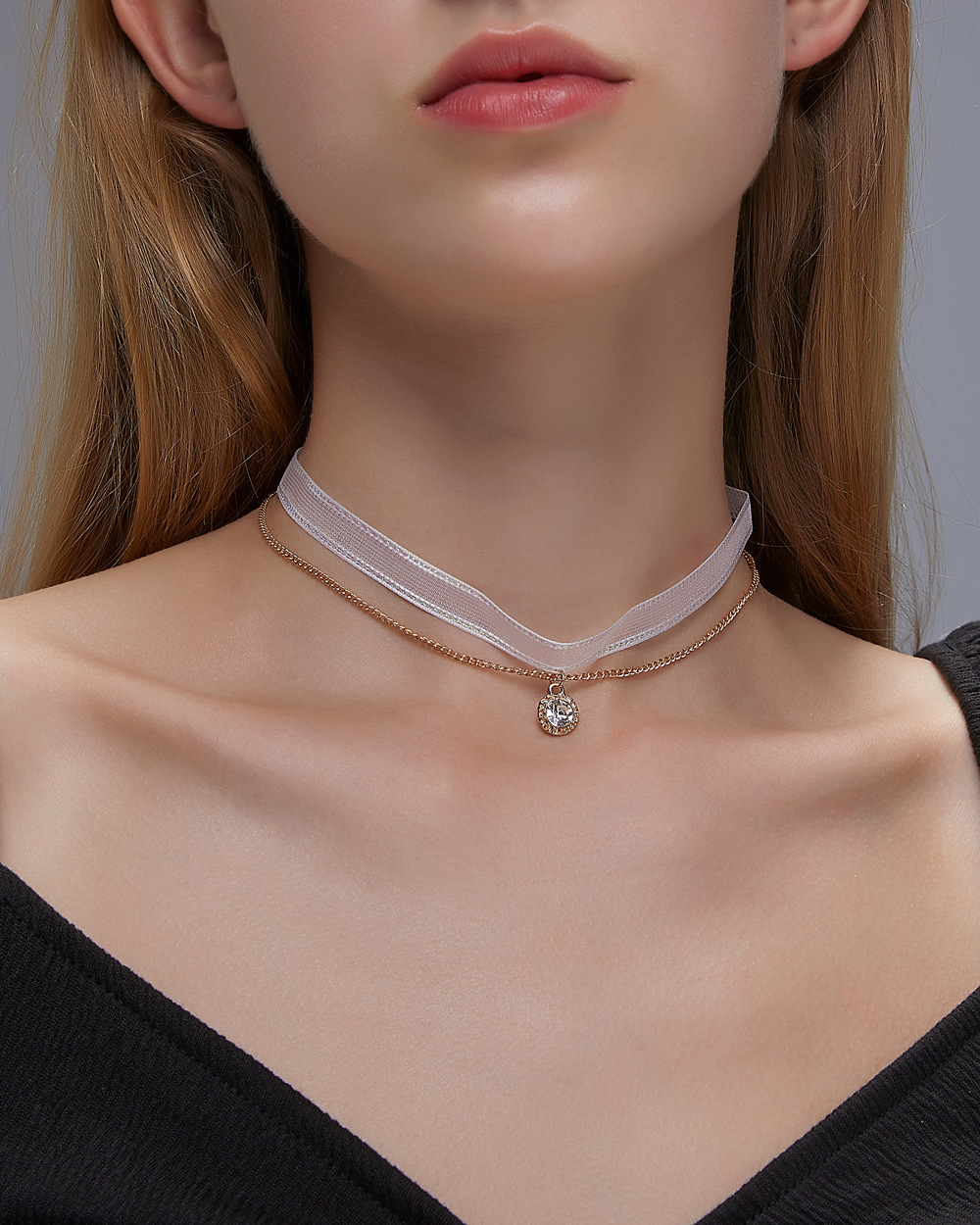 Simple Double-layer Mesh Clavicle Chain Choker Collar Clavicle Neckband display picture 3