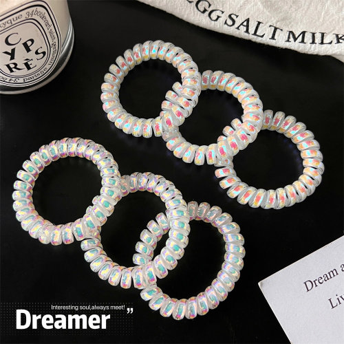 Korean ins cute mermaid color phone cord hair band girl heart dream rubber band transparent laser headband