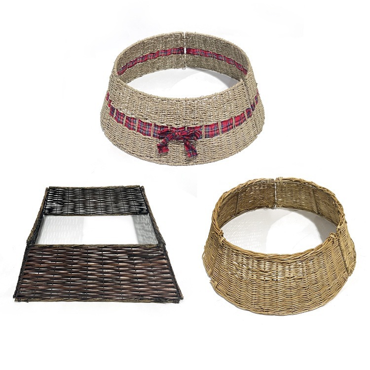 Personalizada transfronteriza árbol de Navidad nórdica base árbol de cerco hecho a mano decoración de falda plegable árbol de Navidad cerco de árbol