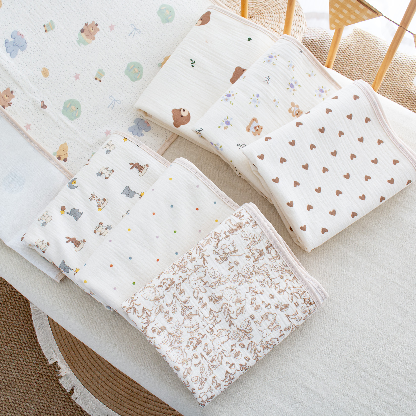 Baby Diaper Pad Washable Mesh Non-Slip Gauze Cotton Waterproof Absorbent Breathable Baby Mattress Multi-Functional Nursing Pad