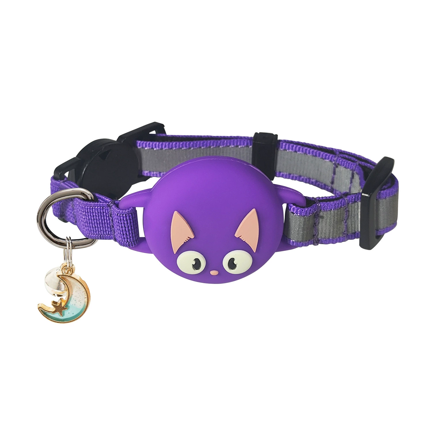 Ошейник для кошек с AirTag может использоваться для позиционирования и отслеживания, имеет антиудушающее свойство, светоотражающий дизайн с колокольчиком, нейлоновый ошейник для защиты от потери питомцев.