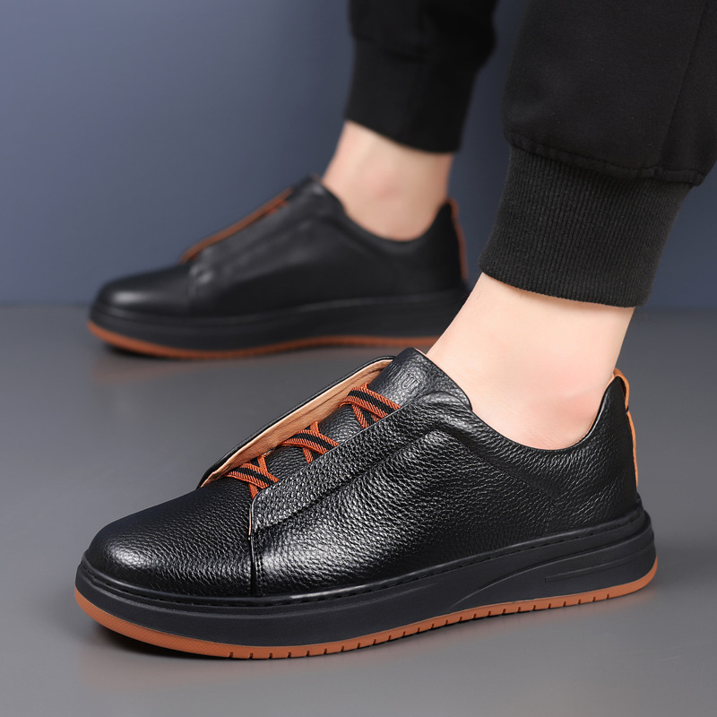 Piel de vaca de primera capa nuevos zapatos casuales para hombres zapatos de cuero para hombres zapatos blancos pequeños zapatos para hombres de todo fósforo zapatos transpirables