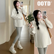 实拍 孕妇秋冬装打底衫纯棉卫衣加绒加厚宽松上衣2023新款