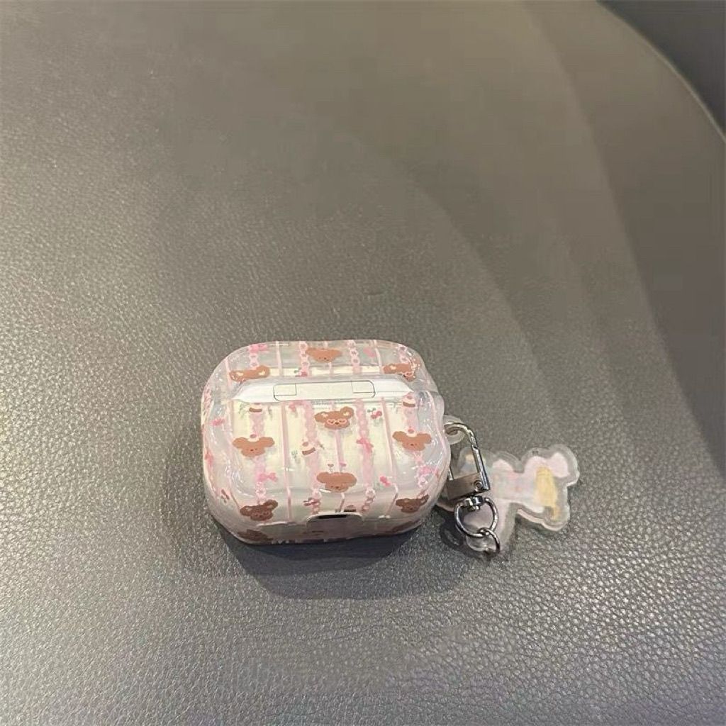 Pink Striped Bear AirPods 1st Generation AirPods Pro3 Apple Headset Cover 3rd Generation 2nd Generation Pro3