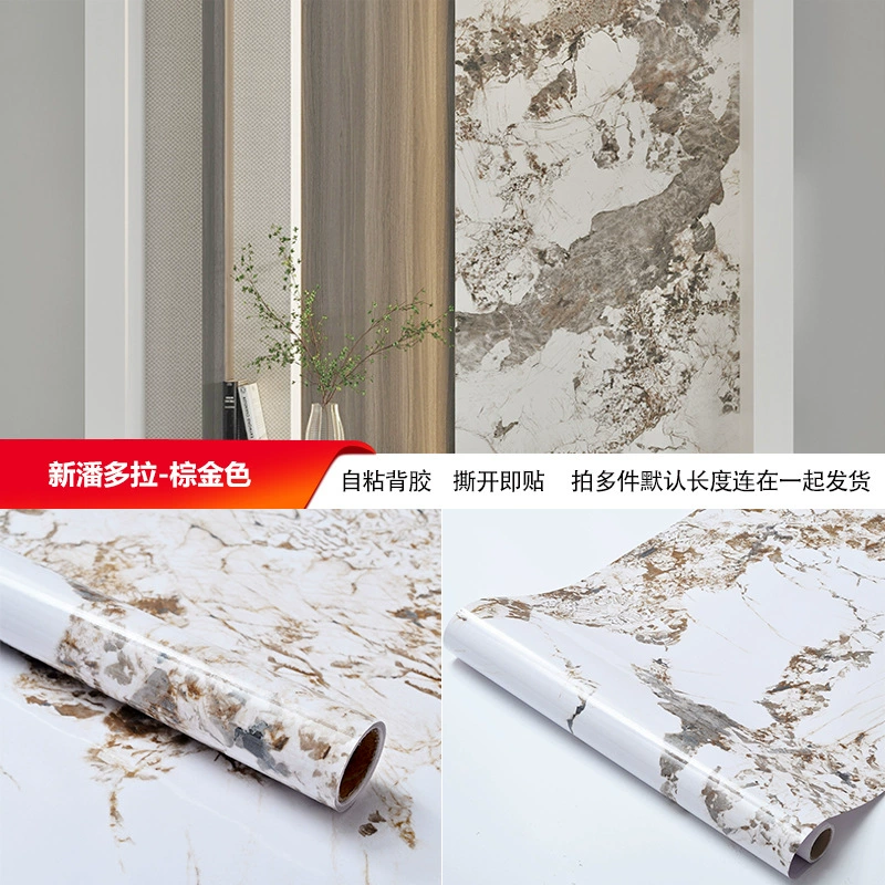 Self-adhesive Marble Vinyl Sticker Roll, Waterproof & Heat‑Resistant, Widths 40–120 cm