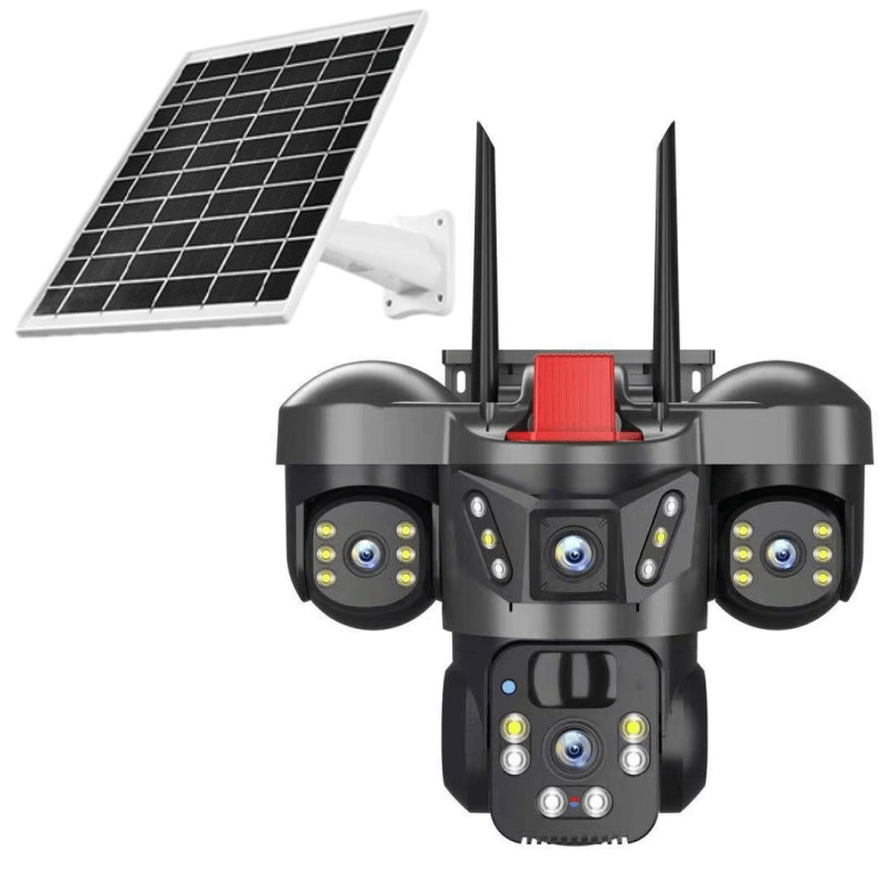 QL21 真の三眼 3 パネル 360 度ワイヤレス スマート Wi-Fi/4G ソーラー カメラ監視ガンとボールが統合されています|undefined