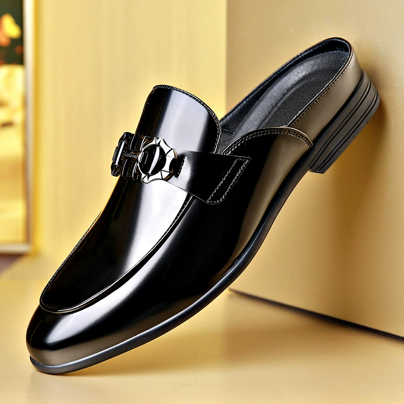 Мужские Slip-on loafer из натуральной кожи, летние босоножки-тапочки, черные, размеры 38–44