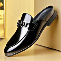 Мужские Slip-on loafer из натуральной кожи, летние босоножки-тапочки, черные, размеры 38–44