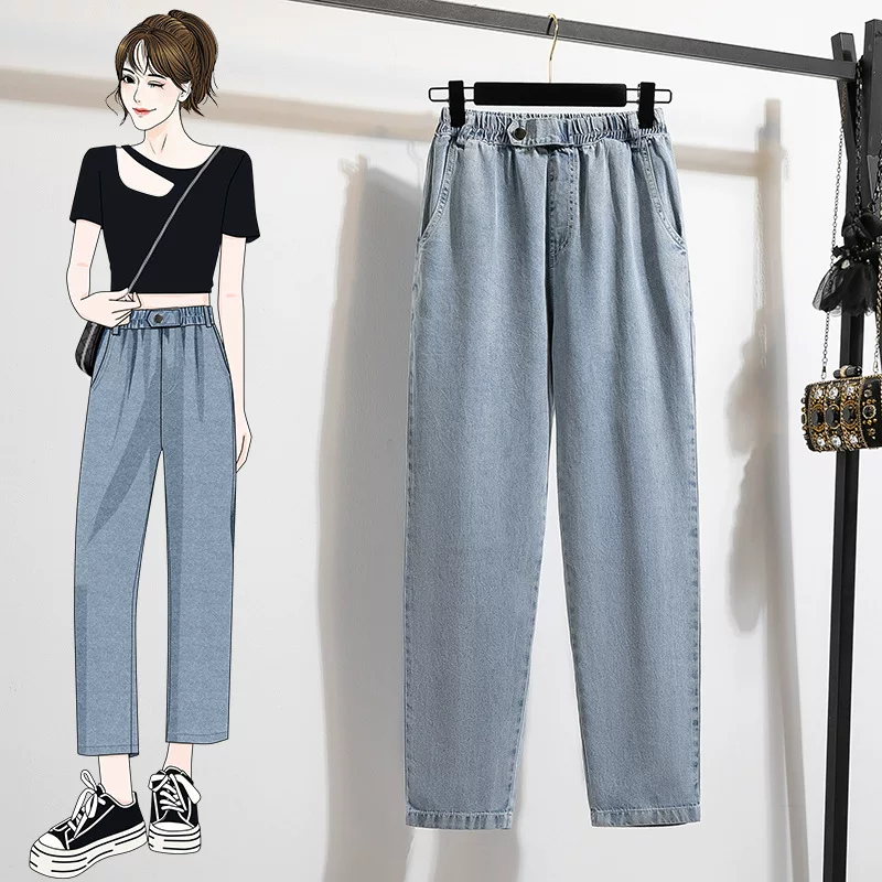 Denim ultra thin trousers, “Frozen”, plus size