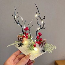 新款圣诞节头饰鹿角发夹网红发箍儿童发光发卡夹子圣诞节礼物