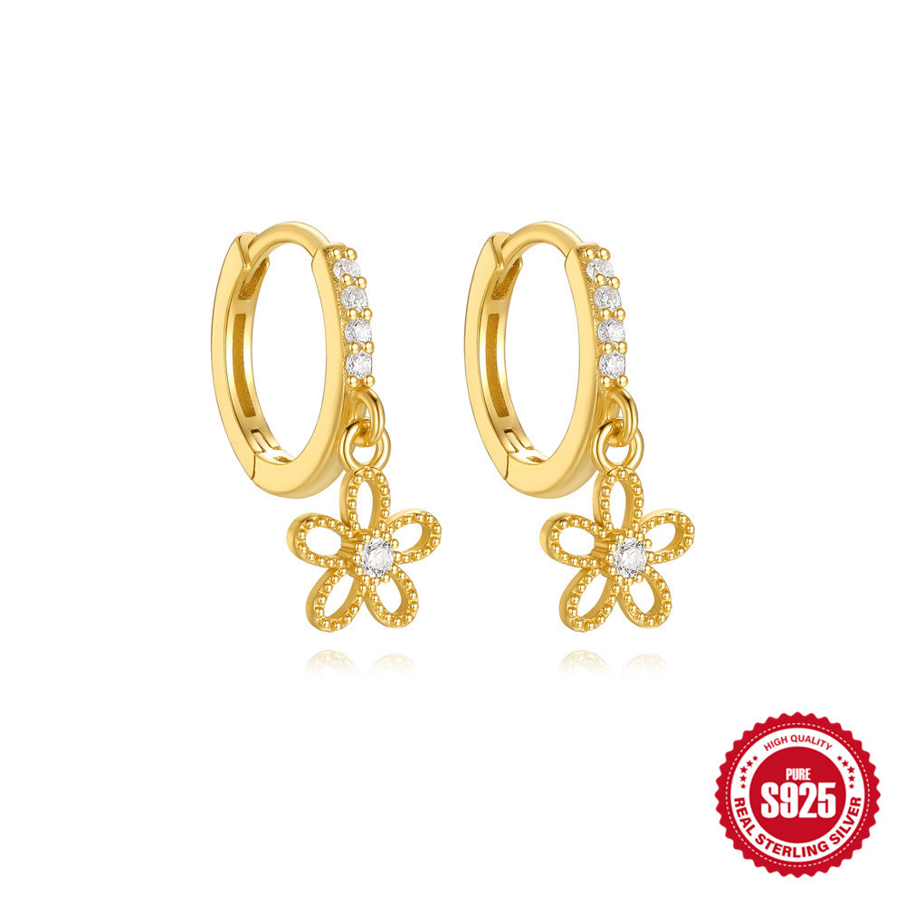 Los nuevos pendientes de luna asimétrica de plata de ley S925, pendientes de circonita francesa de lujo ligero, sentido de diseño de nicho