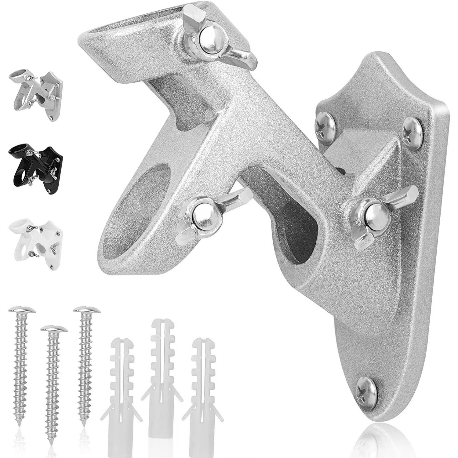 Wall Mounted Double Hole 45 Degree Angled Aluminium Flagpole Base_voghion.com