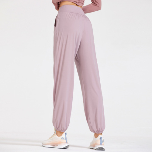 Lulu slim quick-dry running pants for women, foot-binding loose yoga drape summer sun protection high-waist fitness pants
