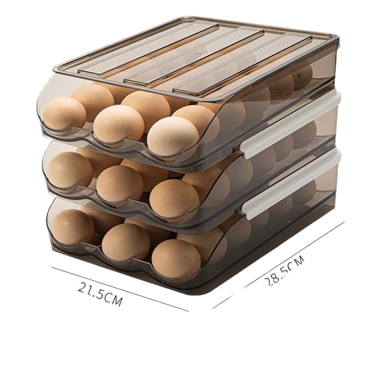 Directo de fábrica al por mayor caja automática de huevo rodante doble capa cocina transparente refrigerador preservación caja de almacenamiento