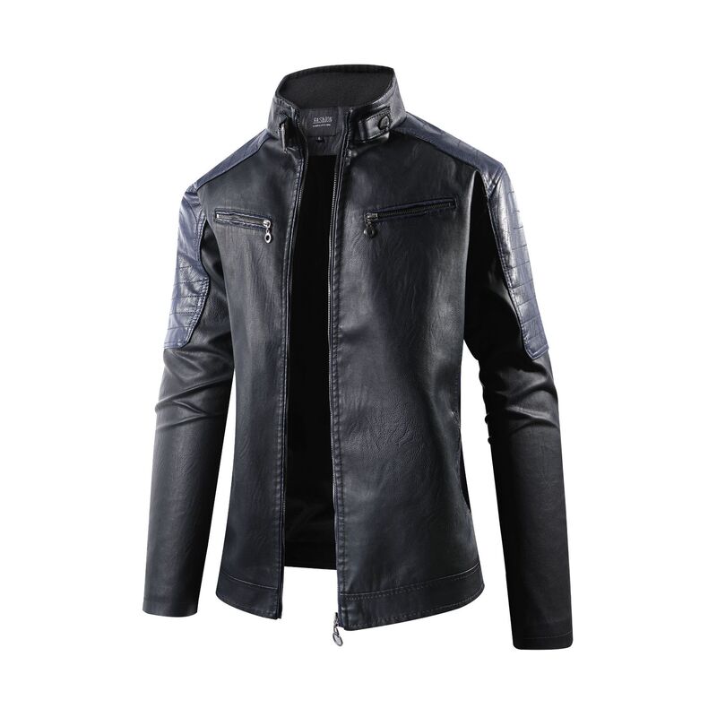 1981 European Size Thin New Casual Leather Men's Jacket Korean Style Slim-fit Fashionable PU Leather Jacket for Youth Men