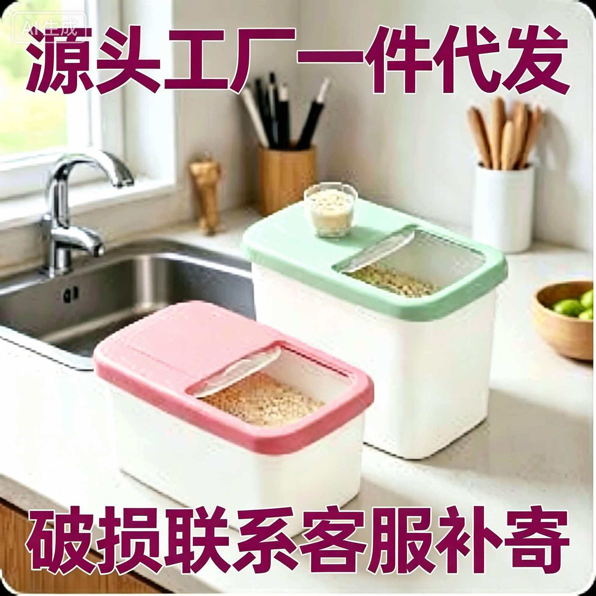 米箱塑料密封米桶防潮防虫家用厨房收纳桶加厚杂粮桶计量储物罐