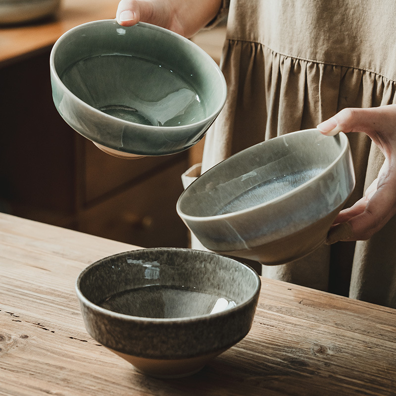 Tacos de mesa retro, horno de ensalada, tazón de cerámica doméstica, tazón de fideos al por mayor, tazón de frutas, tazón de arroz del restaurante