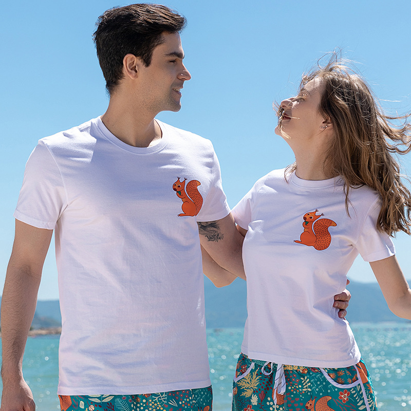 Suministro directo de fábrica pareja Camiseta de manga corta marca de moda masculina camisa de fondo camiseta ropa pareja desgaste verano personalizable LOGO