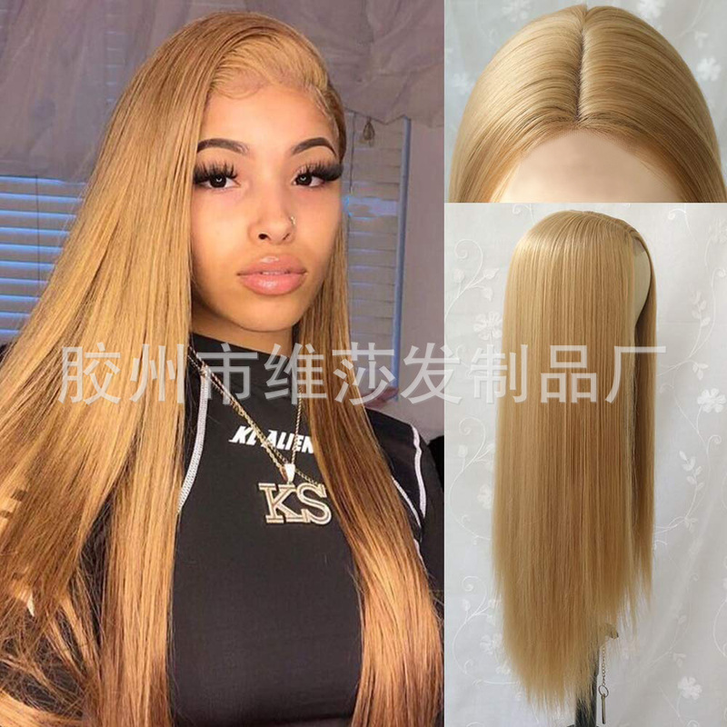Special Promotion Woven Full Head Wig for Women Cos Straight Hair Fluffy High Temperature Silk Chemical Fiber Factory Wholesale