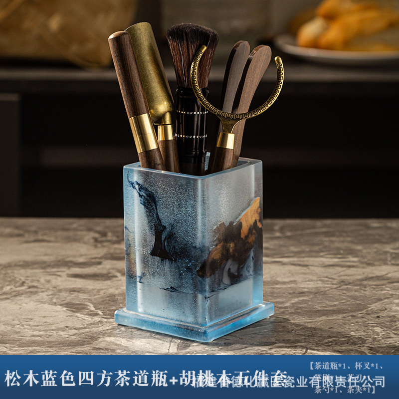 Ceremonia del té transfronteriza seis caballeros combinación conjunto completo de piezas de té kung fu bambú té abrazaderas de té pinzas madera sólida