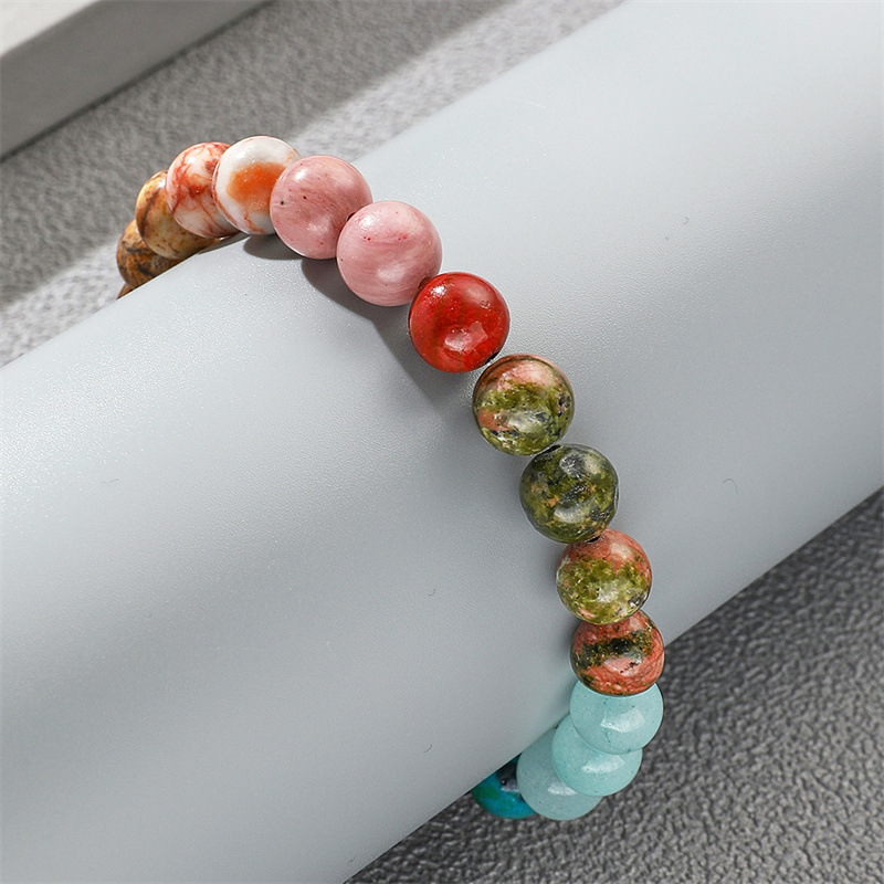 AliExpress transfronterizo colorido ágata azul pulsera Bohemia mujer hombre mapa pulsera de piedra