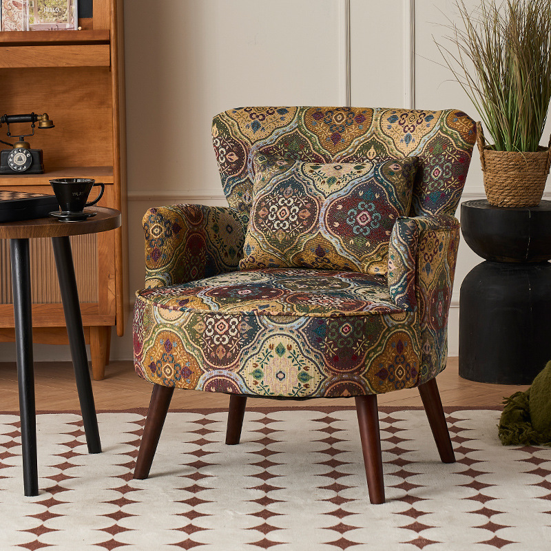 Balcón sala de estar sofá de tela estilo chino estilo americano sofá casual silla de cabecera retró casual silla de sofá