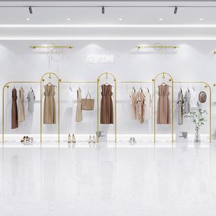 Clothing store creative clothes display rack combination wall-mounted front side hanging clothes display rack women's clothing store shelf