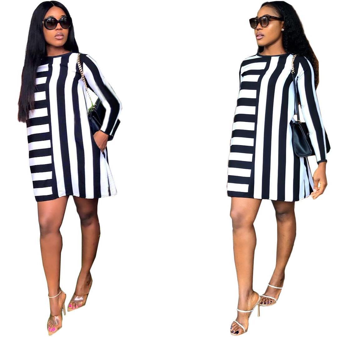 Striped Dresses Plus Size Women Clothing...