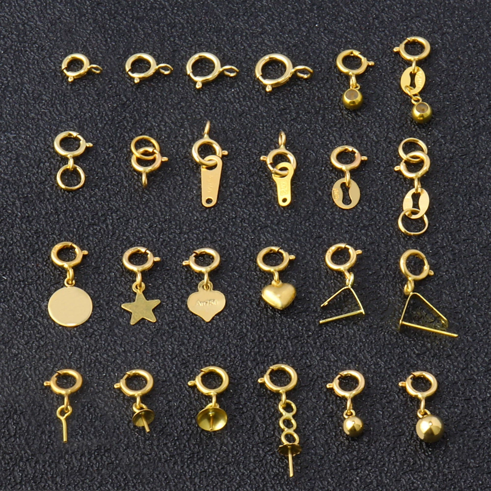 18-каратное золото Пряжка жемчужная пружинная пряжка ожерелье Соединительная Пряжка анти-открывающаяся Пряжка браслет пряжка аксессуары кулон соединитель Пряжка веревки