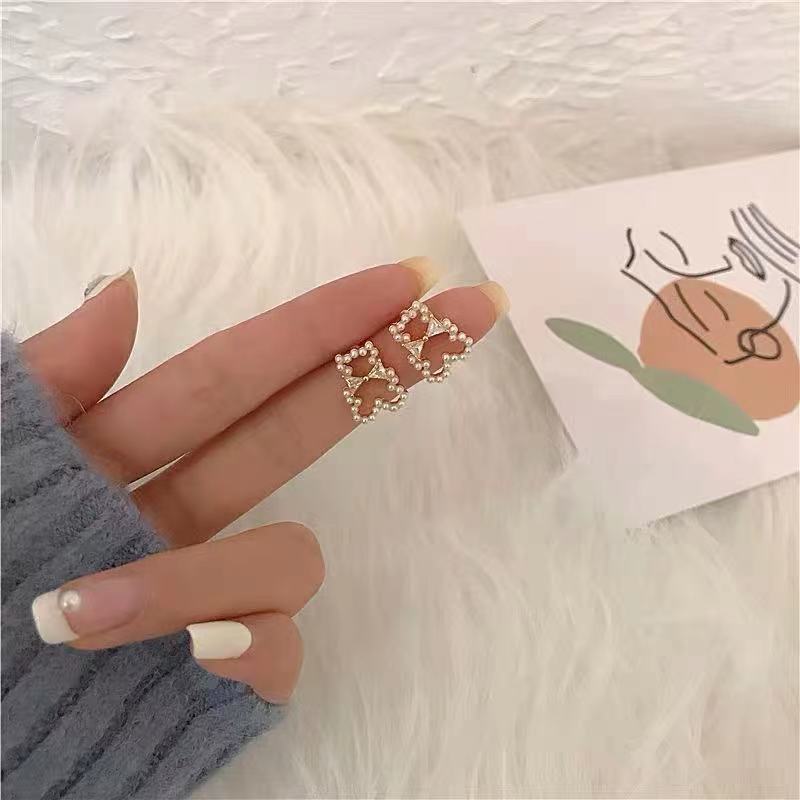 新款s925銀針珍珠耳釘女時尚簡約耳夾小眾設計ins風潮流飾品批發