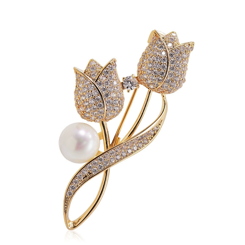 High-end sophisticated brooch, suit, sweater lapel pin, pin, beads from pearl, accessory, 2023 collection