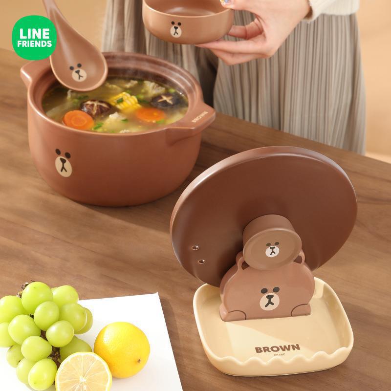LINE FRIENDSキッチンの蓋の棚の軽い豪華な陶磁器の台の席の鍋のシャベルの棚のスプーンの置物の収納棚|undefined