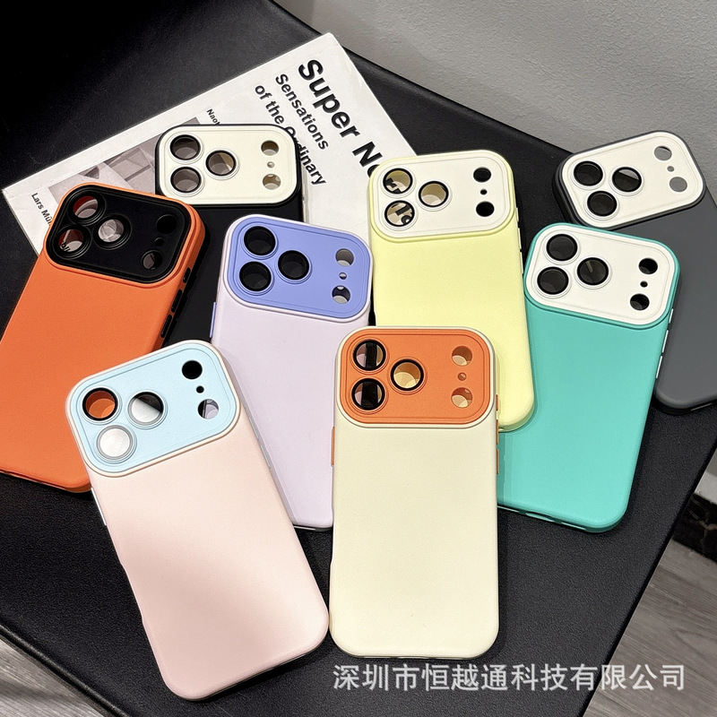 Contrasting Color Large Window Design Suitable for iPhone 17 Pro Max Phone Case, Imitation Liquid Silicone, Anti-Drop for Apple 17 Pro