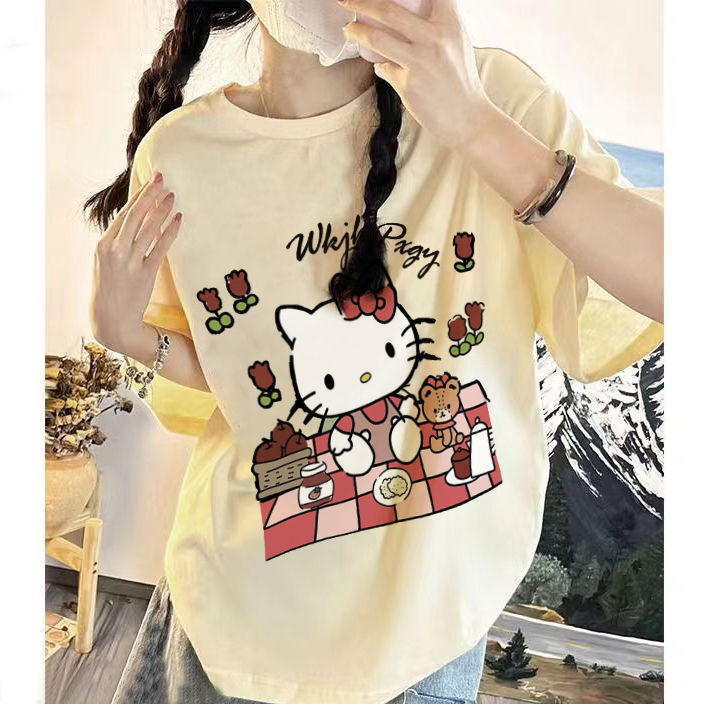 Summer cotton cartoon T-shirt women short sleeve loose sweet Japanese minority slim student half sleeve top soft sister T-shirt