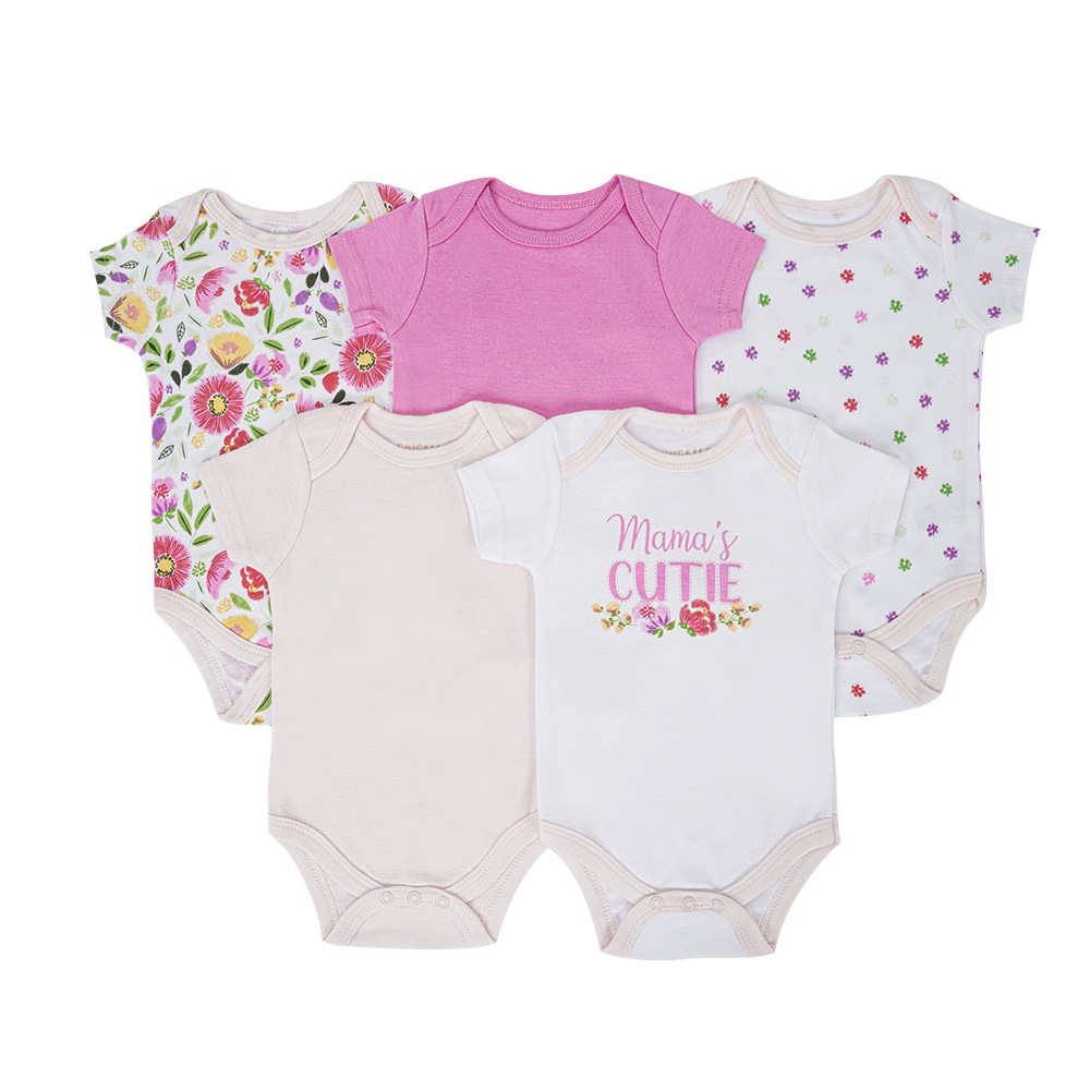 106059819@qq.com Ensemble 5 pièces manches courtes pour bébés de 0 à 9 mois, barboteuse triangle pour garçons et filles, vente en gros de bodies_voghion.com