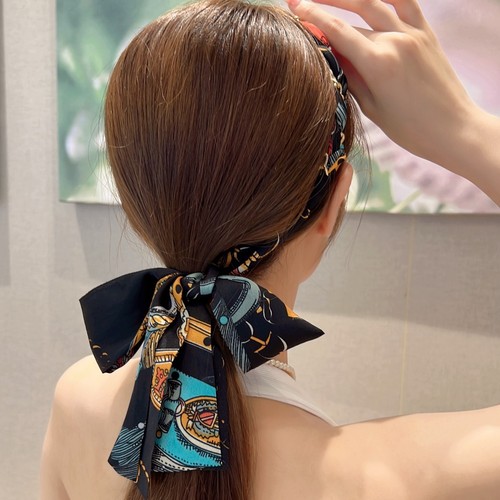 Summer retro bow streamer headband, one-piece hairband, braided hair ribbon, hair accessories, headband, women's hairpin