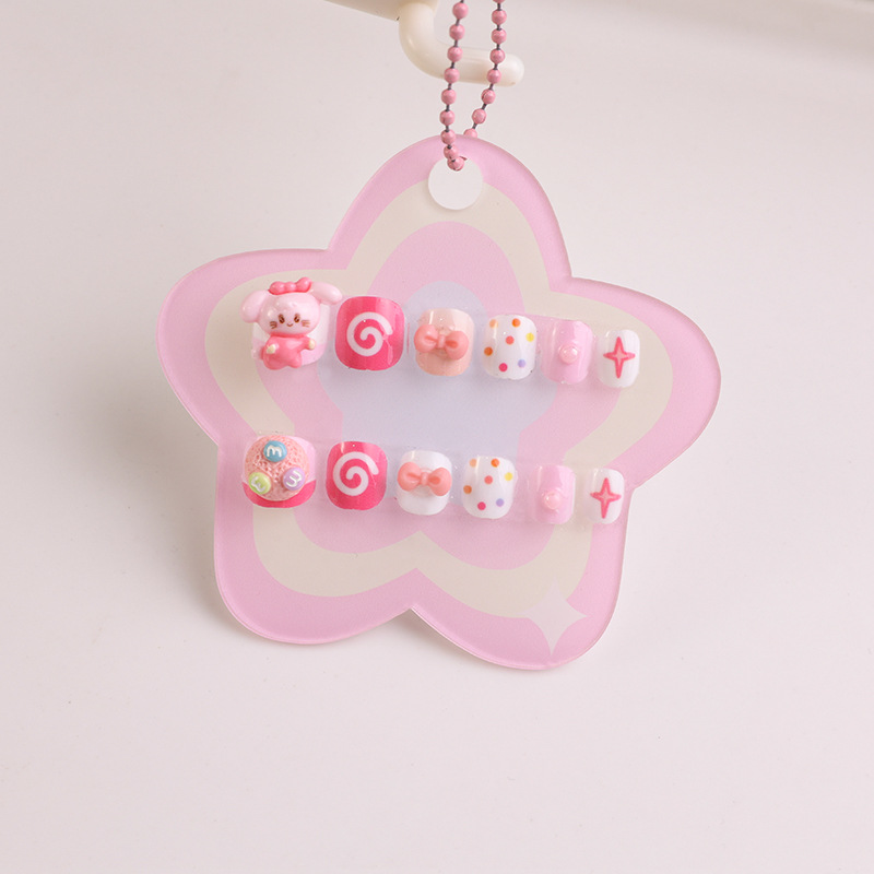 Cartoon para niños, uñas portátiles, accesorios lindos tridimensionales desmontables, uñas postizas, uñas, dulces, uñas hechas a mano, parches