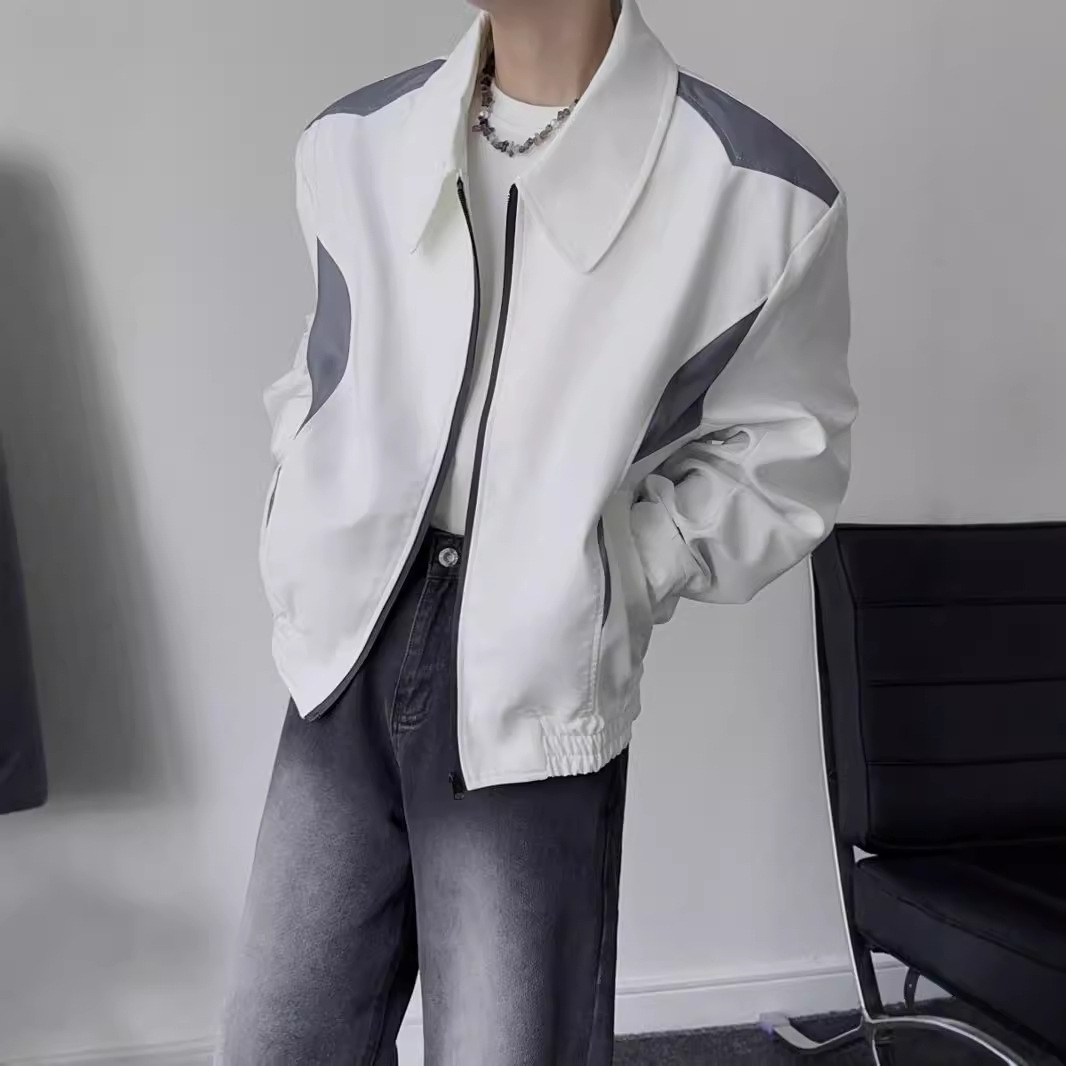 Dark and niche style lapel jacket, new autumn men's casual loose, wide shoulder, rugged and handsome long sleeved top_voghion.com