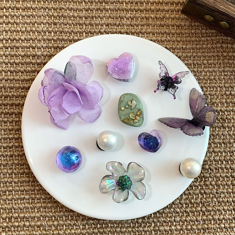 Butterfly Princess nuevos accesorios de zapatos agujeros de alta calidad, botones de zapatos agujeros de color púrpura, botones de botones de botones