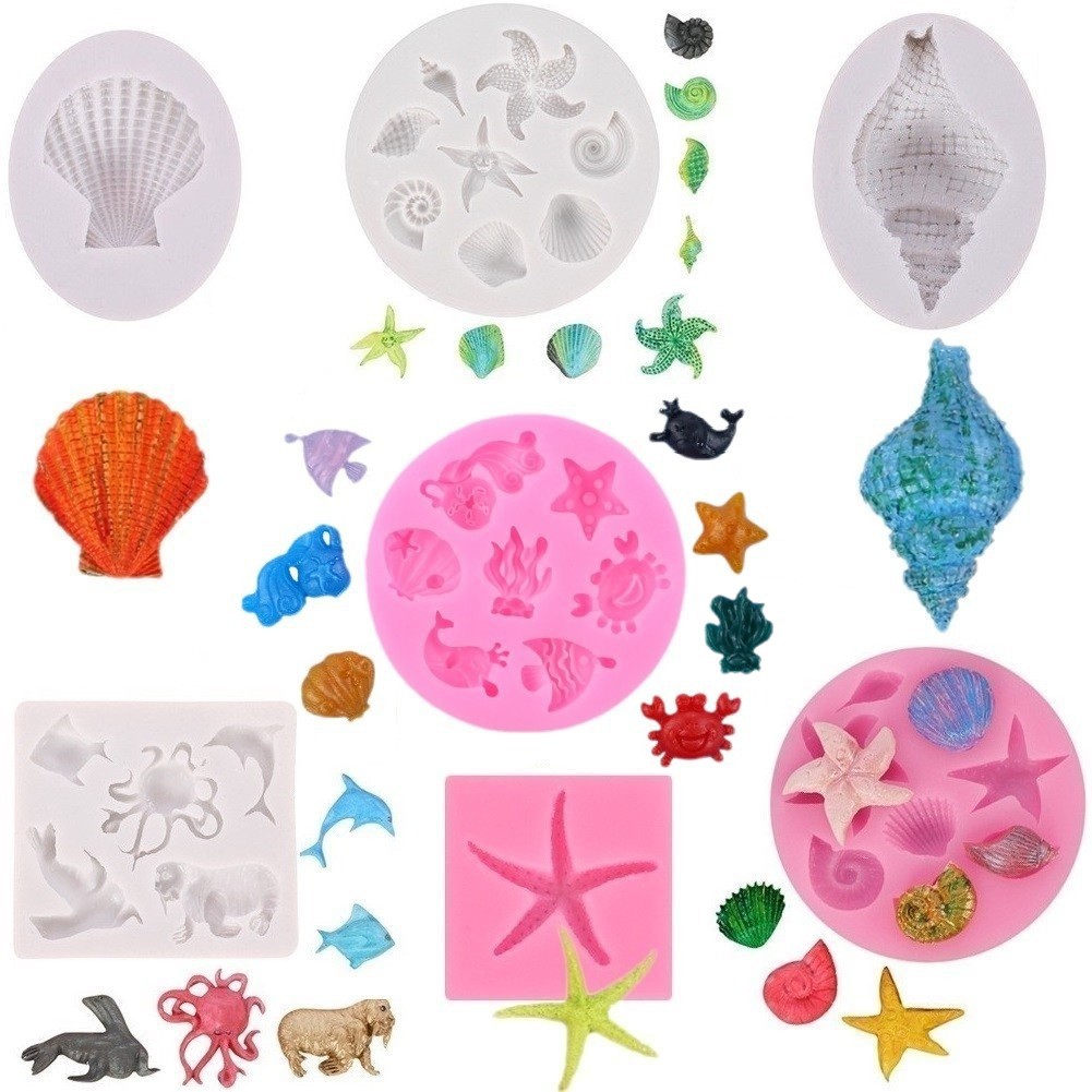 Marina Shell molde de silicona decoración de la torta molde torneado Concha azúcar chocolate galleta pastelería hornear molde de silicona