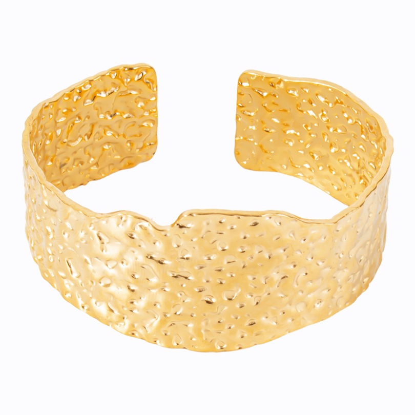 Real Gold Plated Plating Material PVD Coated Real Gold Plated 18K Gold Irregular Solid Color 304 Stainless Steel Simple Style Waterproof Non Tarnish 304 Stainless Steel Bangle