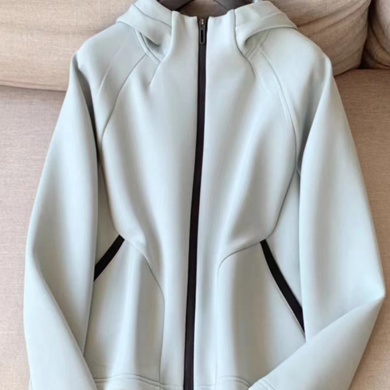 Giacca leggera donna con zip e cappuccio sportiva calda_voghion.com