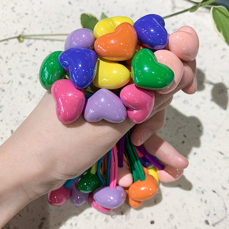20g Weight Hair Tie Hair Accessories Type 2 Pieces Per Card Quantity Holiday, Daily Occasion Acrylic Material Color Block, Heart Shape Pattern Kid'S Gender Cute, Sweet Style Cute Sweet Kid'S Color Block Heart Shape Arylic Hair Tie 无