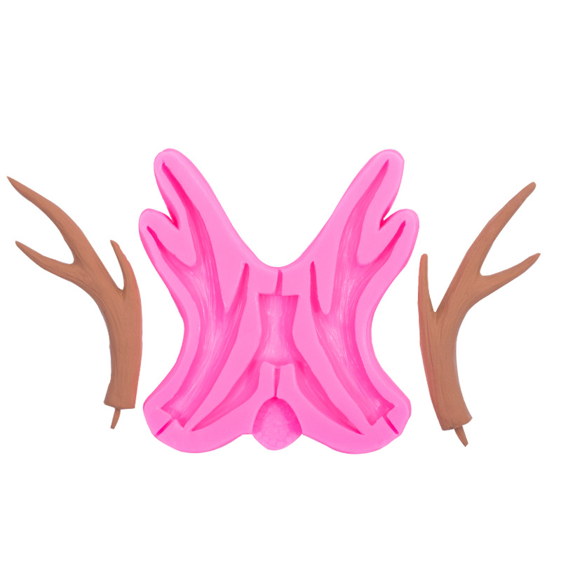 Nueva Navidad tamaño ELK Antler forma molde de silicona fondant chocolate cake decoración hornear herramienta