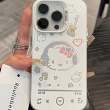 可爱镂空KT猫适用13苹果15promax手机壳iphone14清新情侣卡通趣味